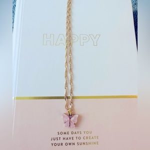 NWT Baby Pink Butterfly Necklace
